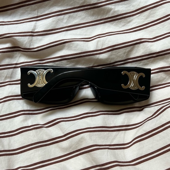 Celine Triomphe Rectangular Black Sunglasses - Picture 2 of 11